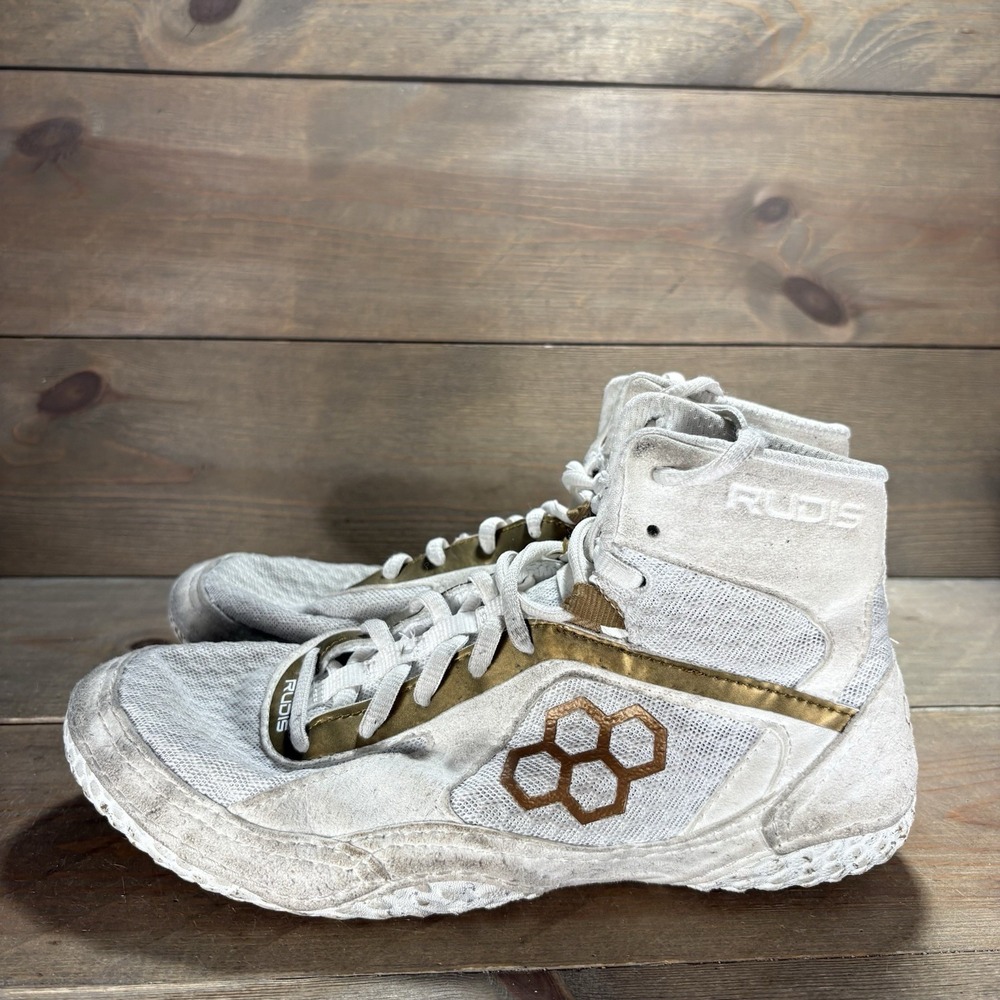 rudis alpha 2.0 mens size 8.5 wrestling shoes white athletic hightop sneakers